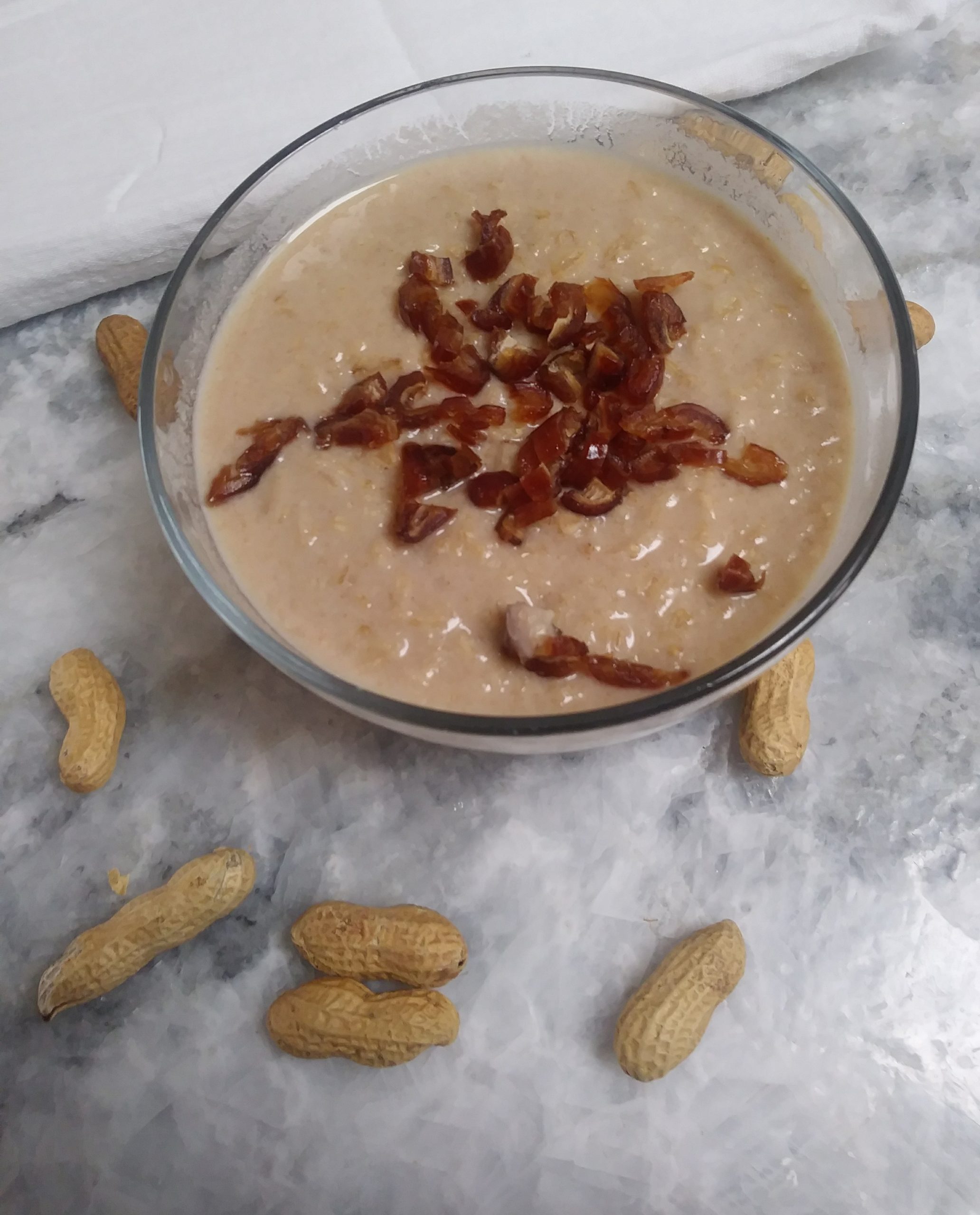Peanut Oatmeal with Medjool Dates (protein rich breakfast)