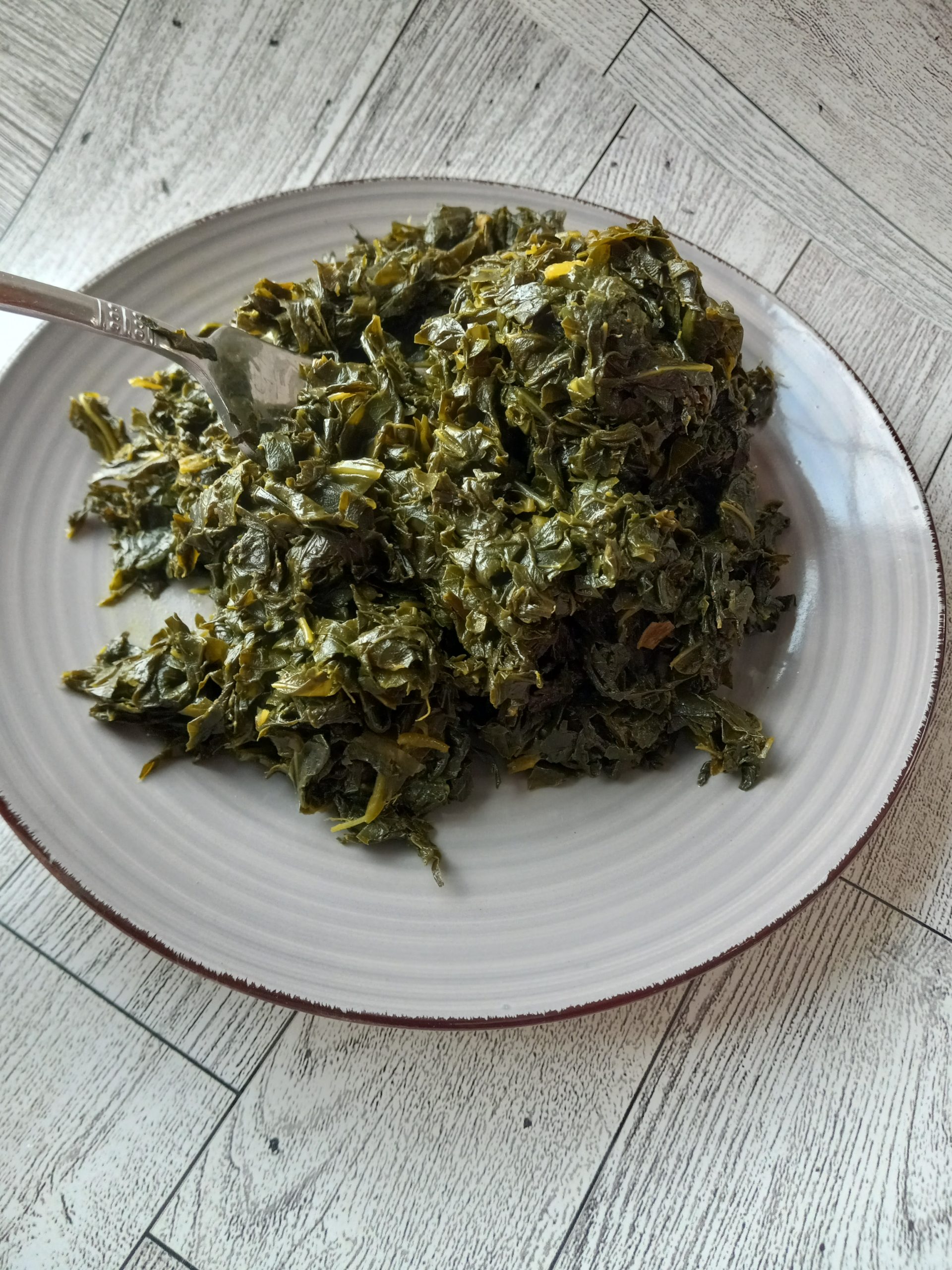 plate of slow cooked collard greens