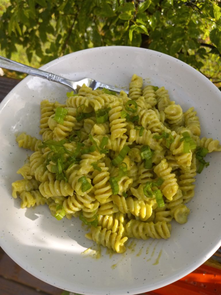 Creamy Avocado Pasta with Tahini and Green Onions