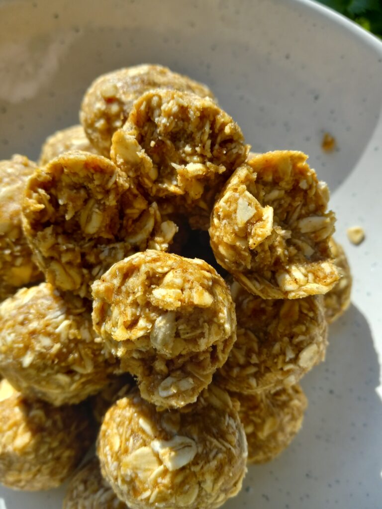 a plate of 24 maple tahini energy balls