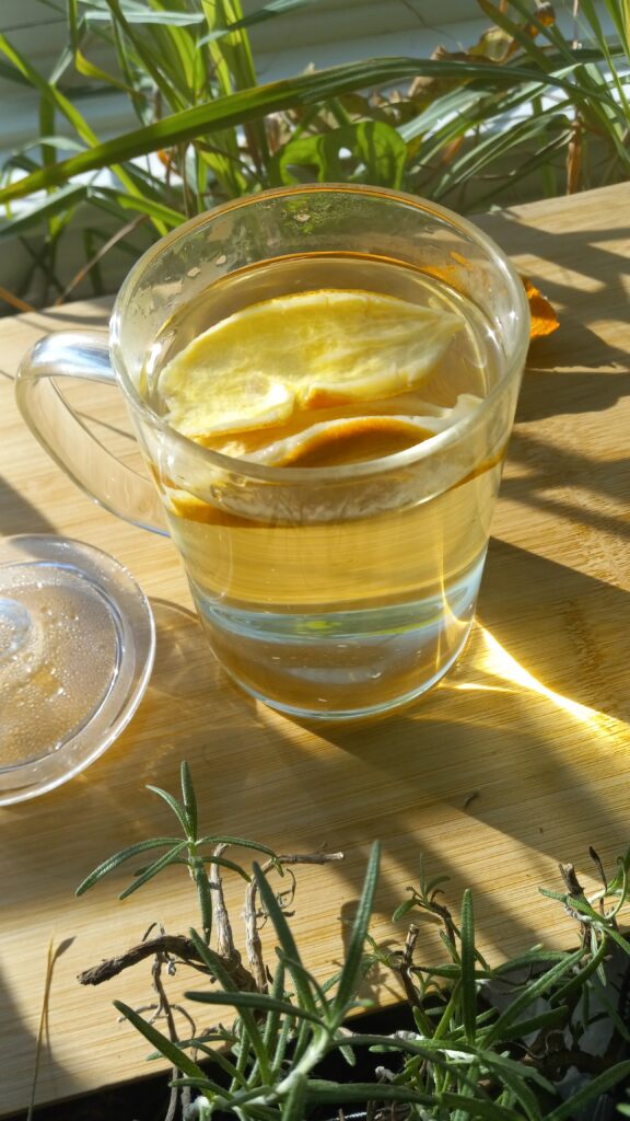 Glass mug of Immunity Boosting Orange Peel Tea