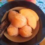 bowl of peach sorbet