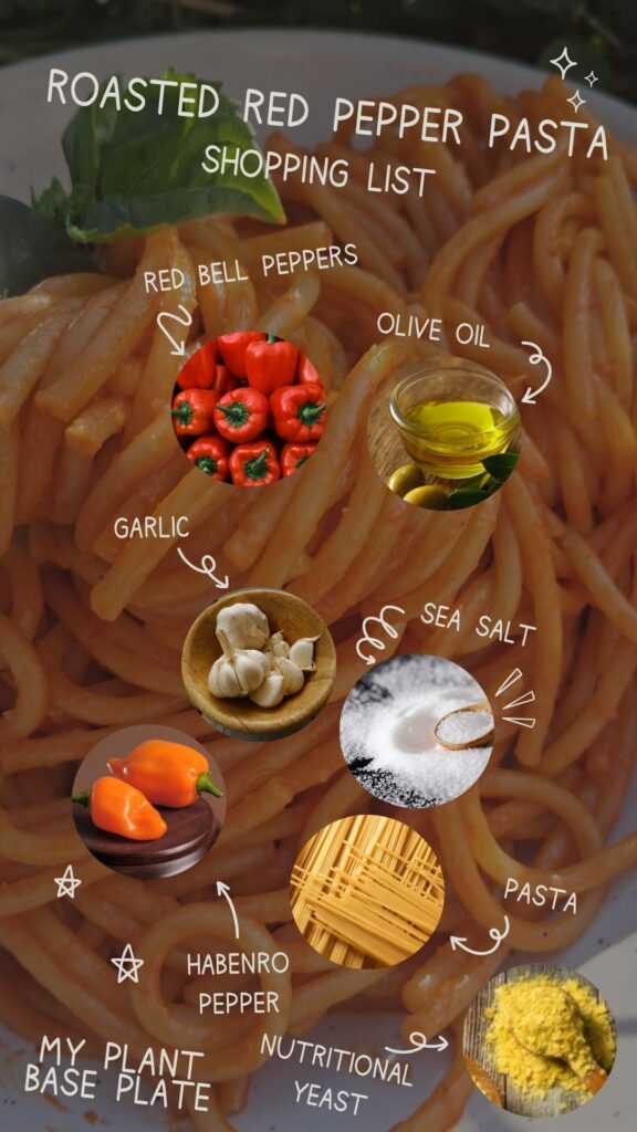 roasted red pepper pasta shopping list