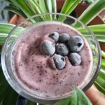 bowl of no-churn blueberry banana icecream